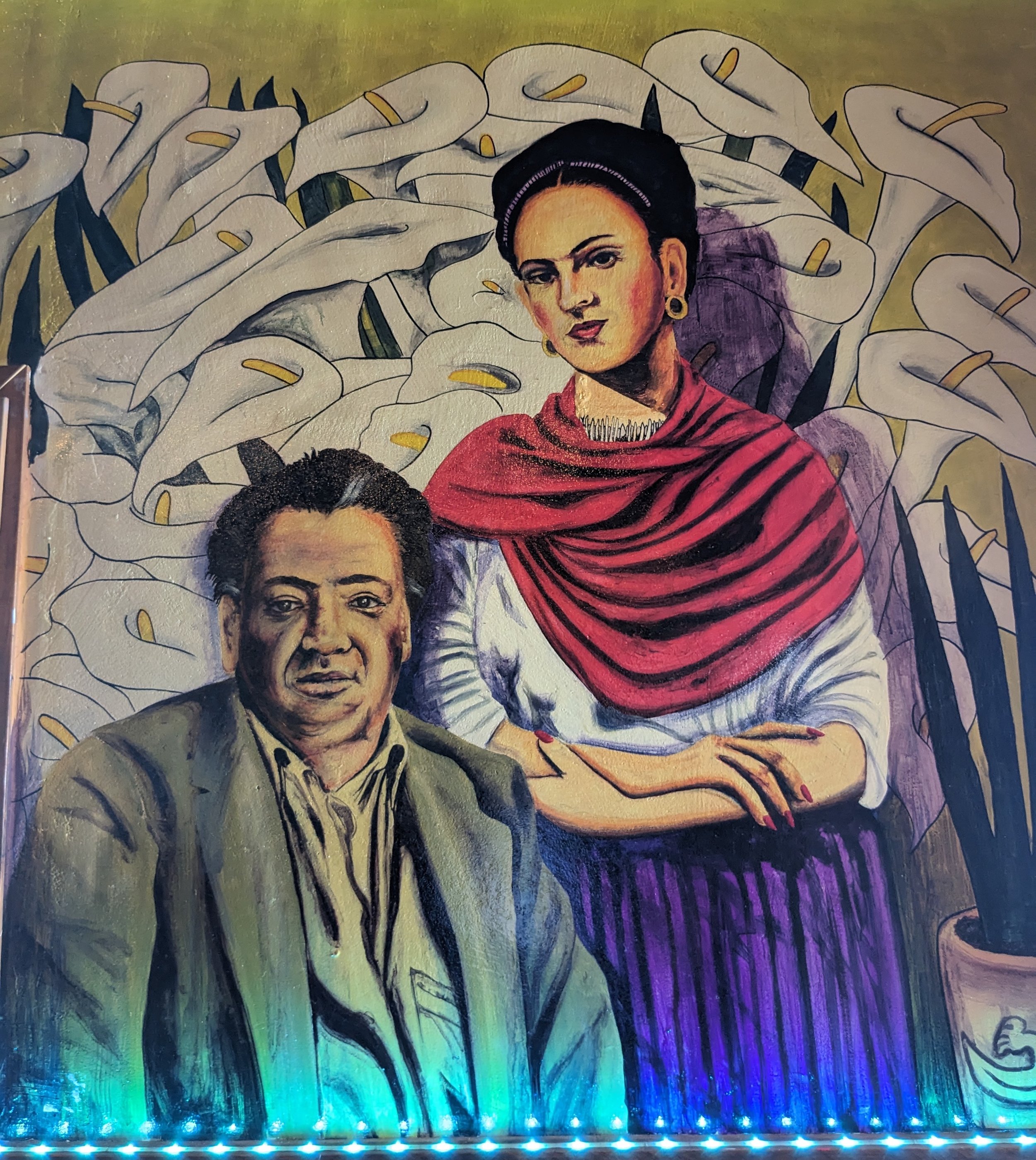 Mural of Diego Rivera and Frida Kalho inside El Portal Mexican Restaurant, Phoenix, Arizona. Artist Jose Andres Giron.